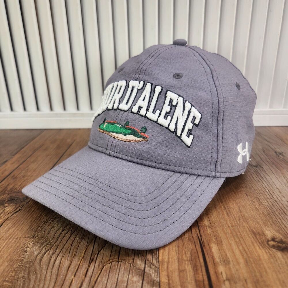 Coeur d'Alene Golf Course Under Armour Strapback Hat Cap Gray 3D Floating Green